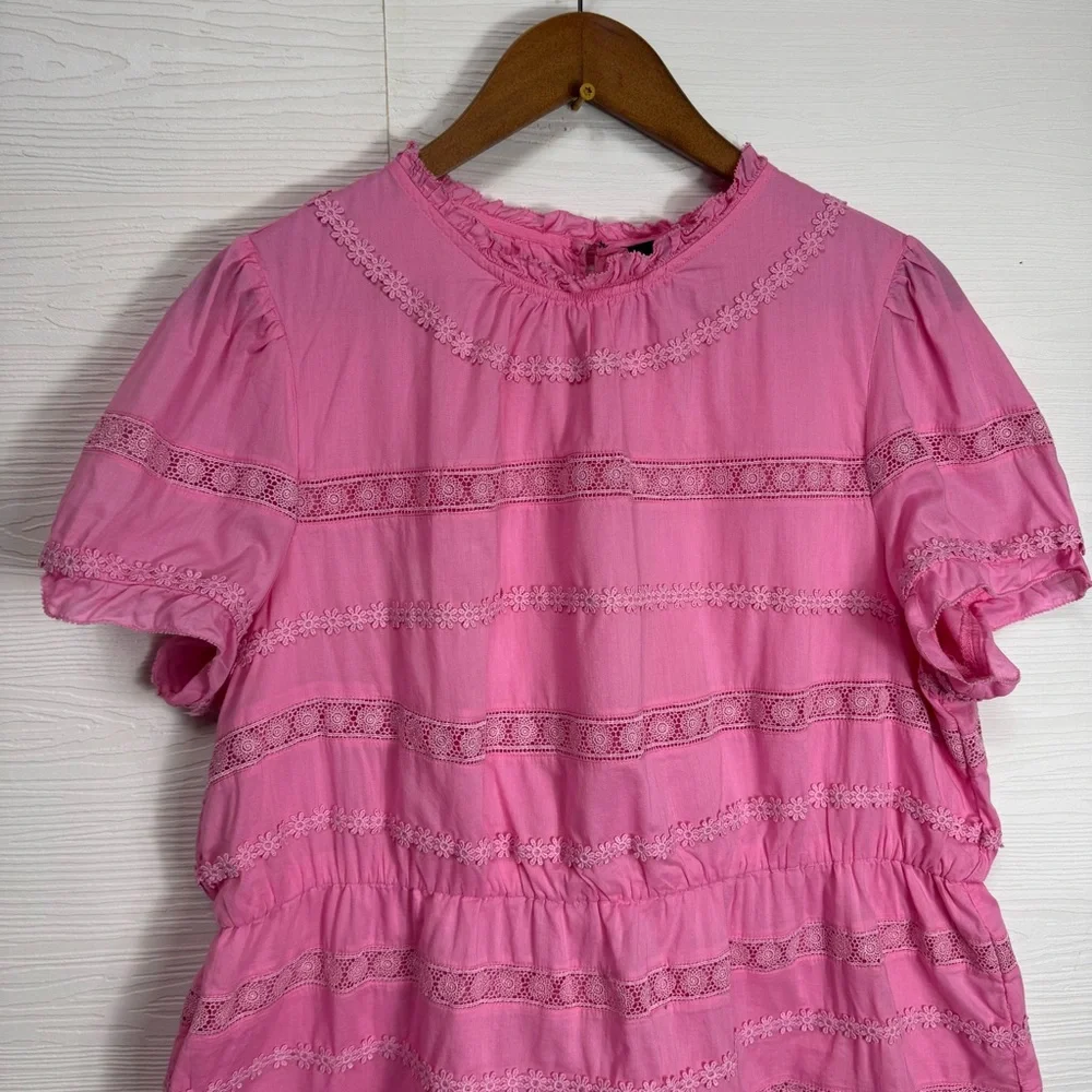 J. Crew Pink Blouse with Embroidered‎ Details eyelit flirty